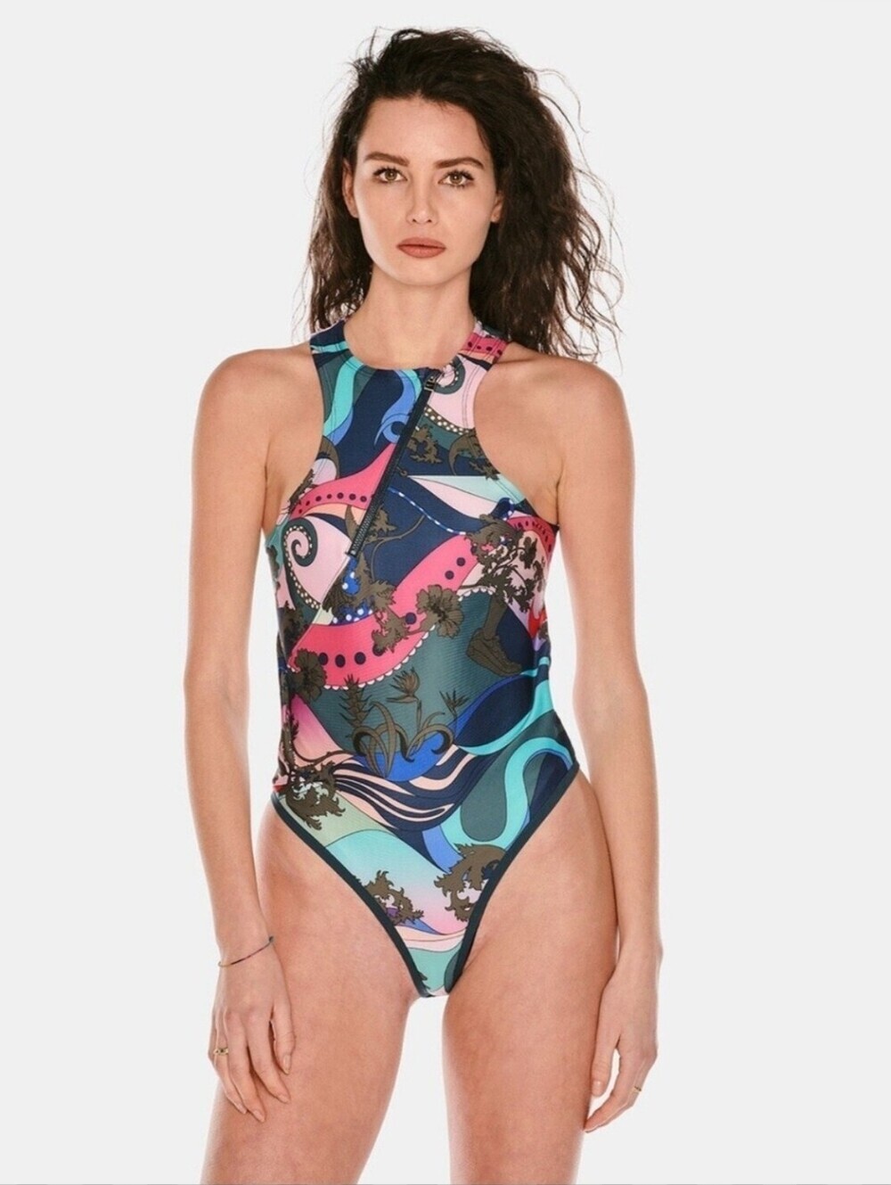 Nike Multicolor High-Neck Bodysuit with Abstract Print